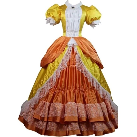 Super Mario Bros Adult Princess Daisy Peach Halloween Cosplay Costume Sz 6 Gown - Picture 1 of 14